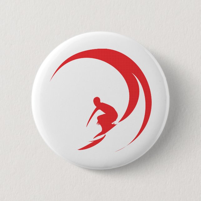 Surfer Red 6 Cm Round Badge (Front)