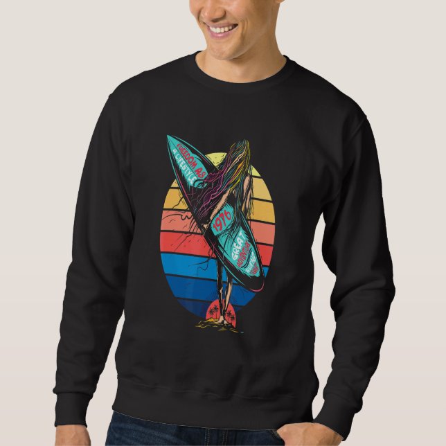 Surfer Retro Sunset Surfboard Surfing 1 Sweatshirt (Front)