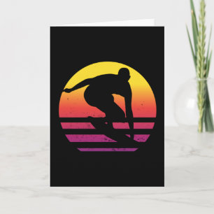 Surfer Retro Surfing Sunset Card