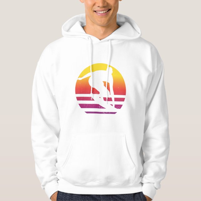 Surfer Retro Surfing Sunset Hoodie (Front)