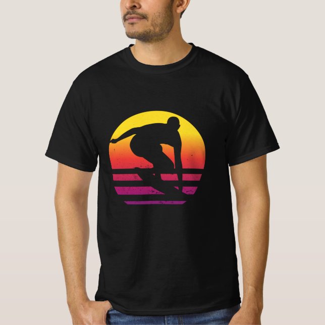 Surfer Retro Surfing Sunset T-Shirt (Front)