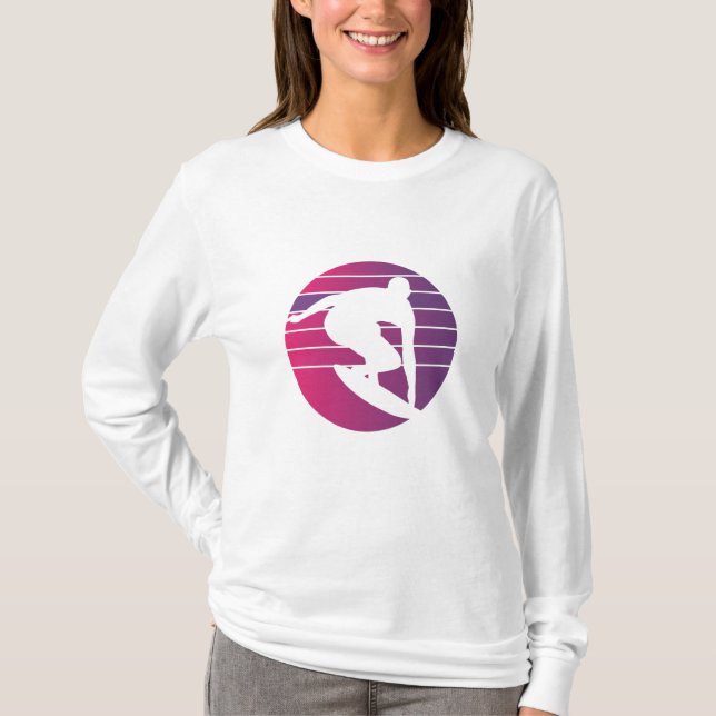Surfer Retro Surfing Sunset T-Shirt (Front)