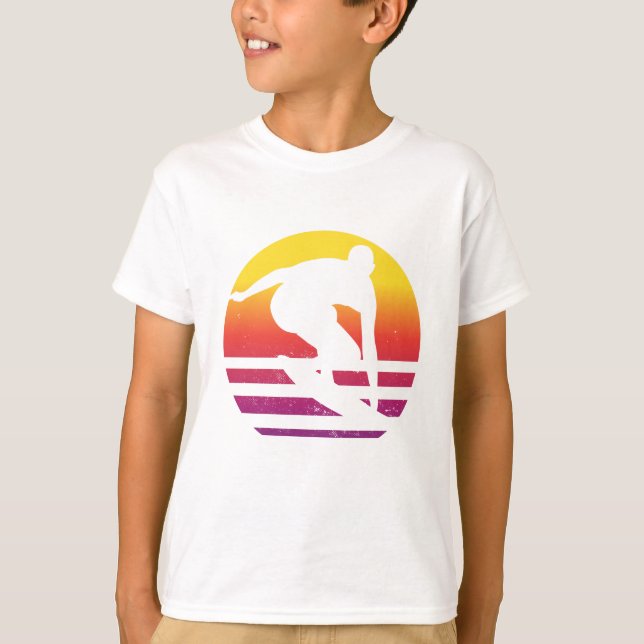 Surfer Retro Surfing Sunset T-Shirt (Front)