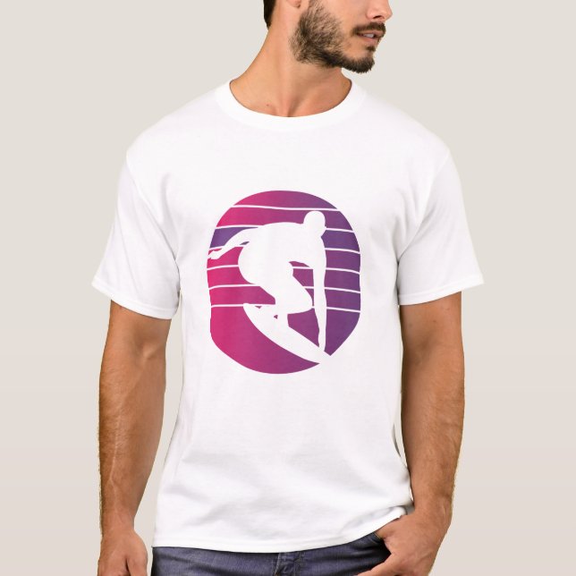 Surfer Retro Surfing Sunset T-Shirt (Front)