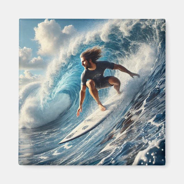 Surfer Riding a Wave Magnet (Front)