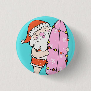 Surfer Santa 3 Cm Round Badge