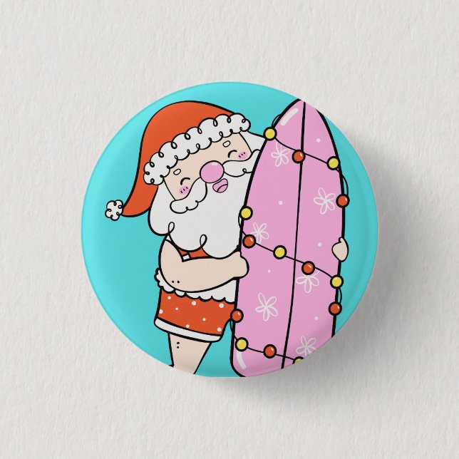Surfer Santa 3 Cm Round Badge (Front)