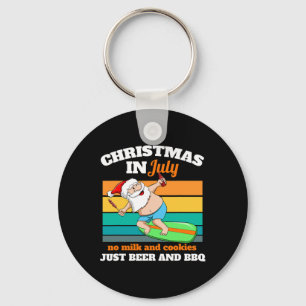 Surfer Santa Beer And Bbq Xmas Party Beach Christm Key Ring