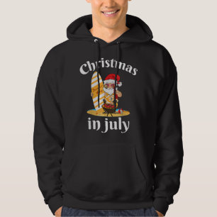 Surfer Santa Beer And BBQ xmas summer Christmas In Hoodie