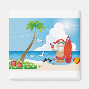 surfer santa claus magnet