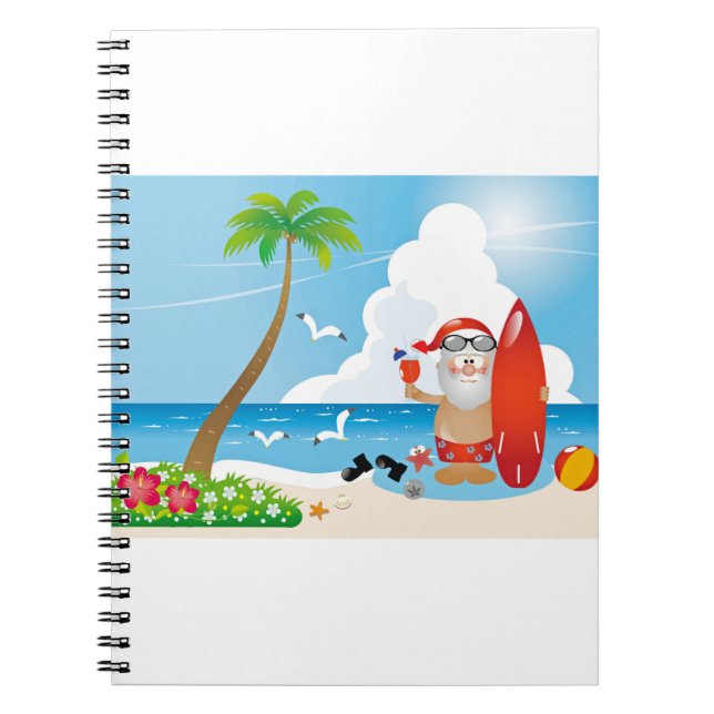 surfer Santa Claus Notebook (Front)
