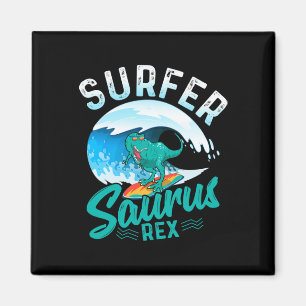 Surfer Saurus Rex Surfing Dinosaur Surf Dino Surfe Magnet
