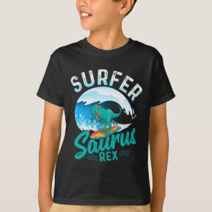 Surfer Saurus Rex Surfing Dinosaur Surf Dino Surfe T-Shirt
