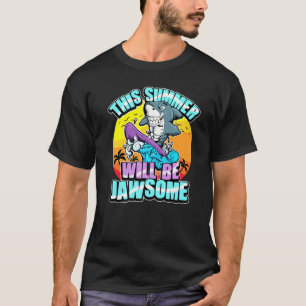 Surfer Shark Beach Surfing Summer Waves Jawsome T-Shirt