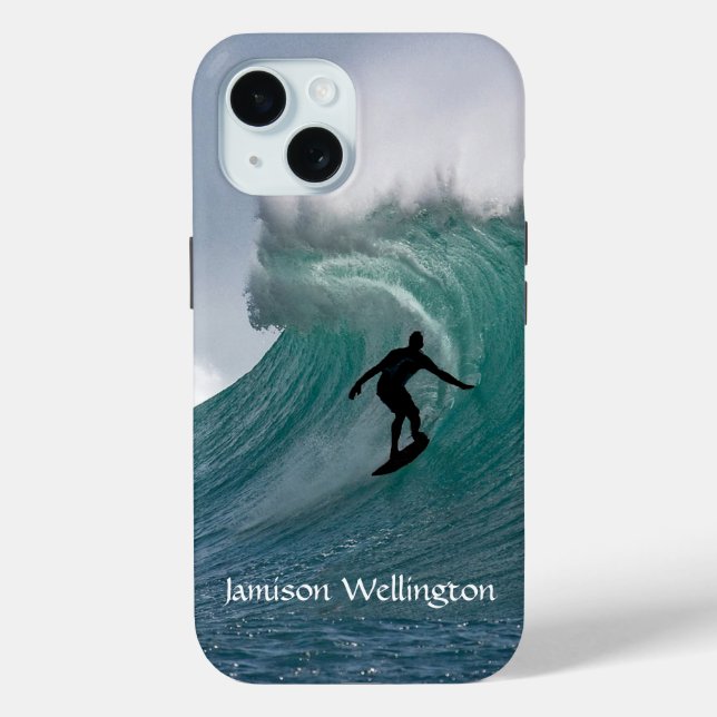 Surfer silhouette Catching a huge wave Personalize Case-Mate iPhone Case (Back)