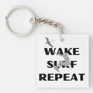 Surfer Silhouette Charm Key Ring