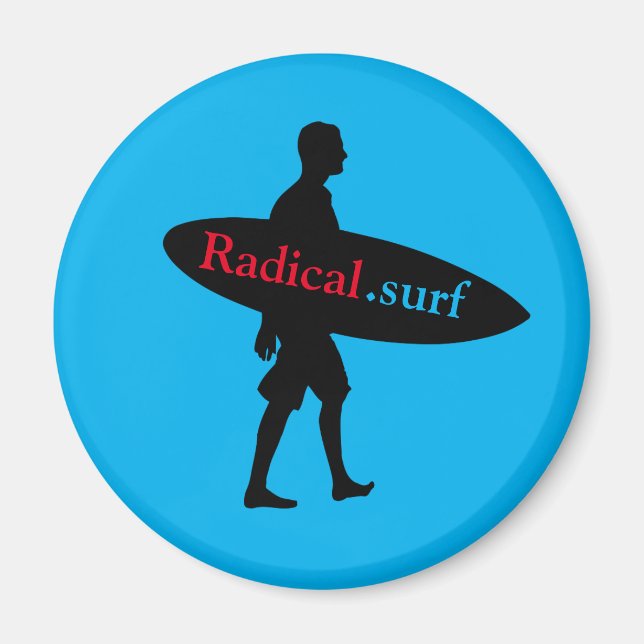 Surfer Silhouette drawing with your board, with co Magnet (Front)