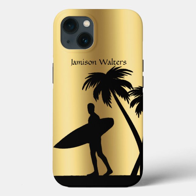 Surfer Silhouette tropical scene Personalise Case-Mate iPhone Case (Back)