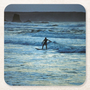 Surfer Square Paper Coaster