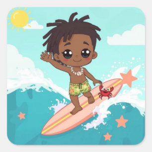 Surfer square sticker