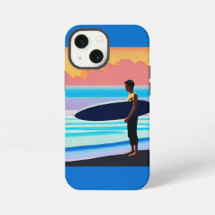 Surfer Standing on a Beach At Sunset iPhone 13 Mini Case