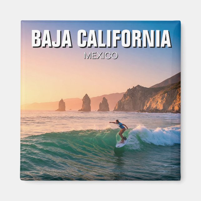 Surfer Sunset Baja California Magnet (Front)
