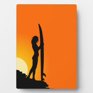 Surfer Sunset Silhouette Plaque