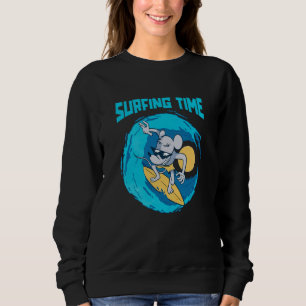 Surfer Surfboard  Surfrider Waves Trex Surfing Sweatshirt