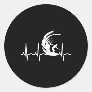 Surfer Surfing Hebeat For Classic Round Sticker
