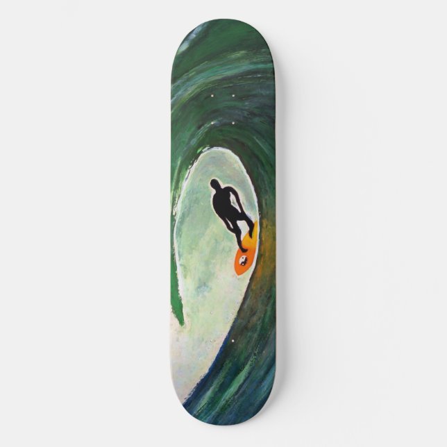 Surfer Surfing Silhouette Skate Board Deck Design (Front)