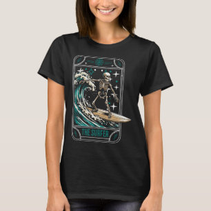 Surfer Surfing Surfboard - Waves Skeleton Tarot Ca T-Shirt