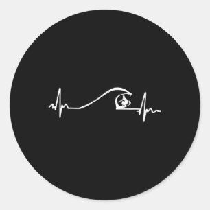 Surfer Surfing Wave Heartbeat T Shirt Gifts Classic Round Sticker