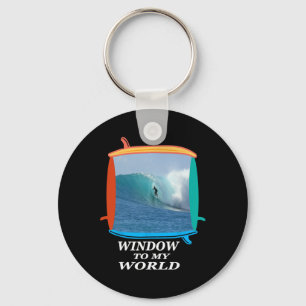 Surfer, Surfing, Waves, Ocean, Surfboards Window T Key Ring