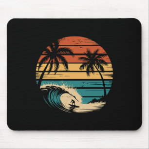Surfer Surfing With Palm Trees Tropical Vacation _ Mouse Pad