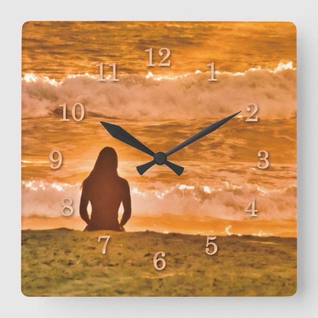 SURFER SWAMI SQUARE WALL CLOCK (Front)