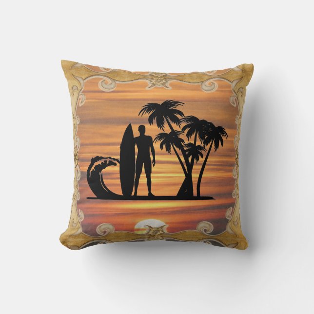 Surfer Throw Pillow (Front)