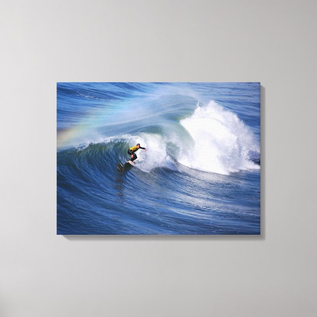 Surfer Under a Rainbow Canvas Print (Front)
