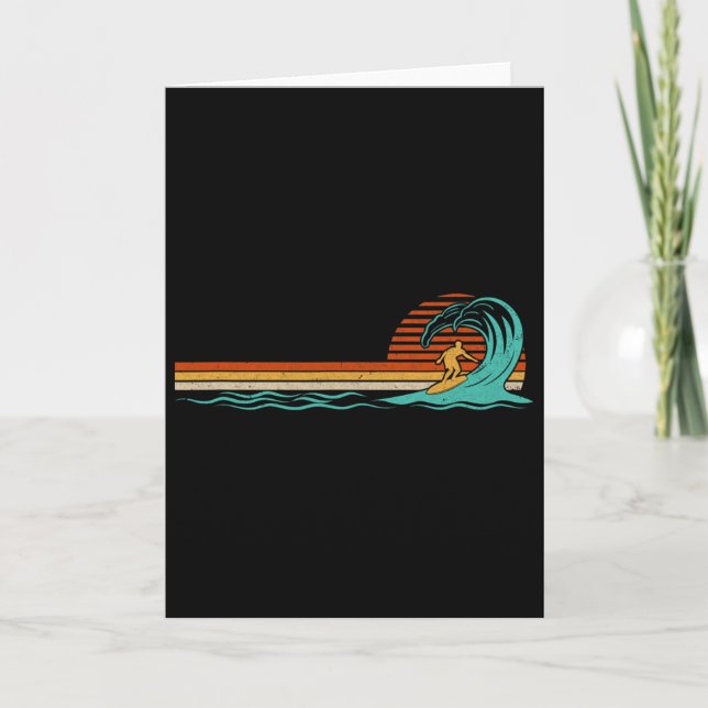 Surfer Vintage Wave Retro Surfing Surf Beach  Card (Front)
