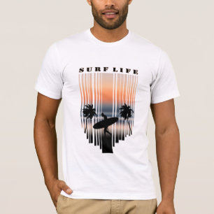 Surfer Walking Into Beach At Sunset   Surf Life T-Shirt