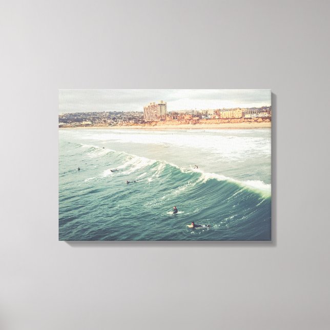 Surfer Wall Art, Pacific Beach San Diego Canvas Print (Front)