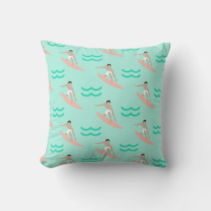 Surfer Waves Seamless Pattern Cushion