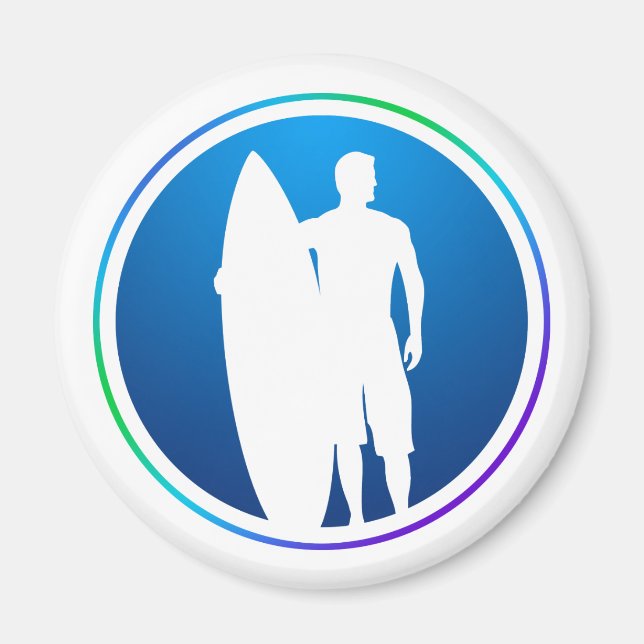 Surfer with Surfboard Magnet (Front)