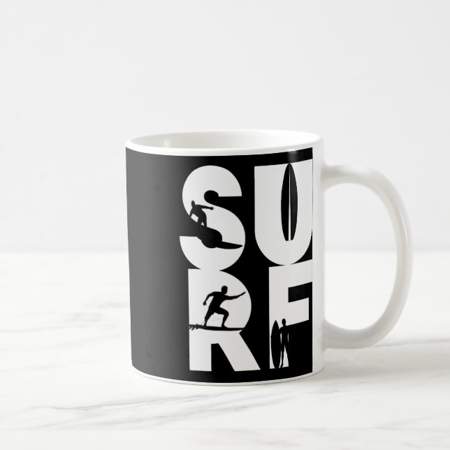 Surfer With Surfboards In Surf Wave Rider And Idea Coffee Mug (Right)