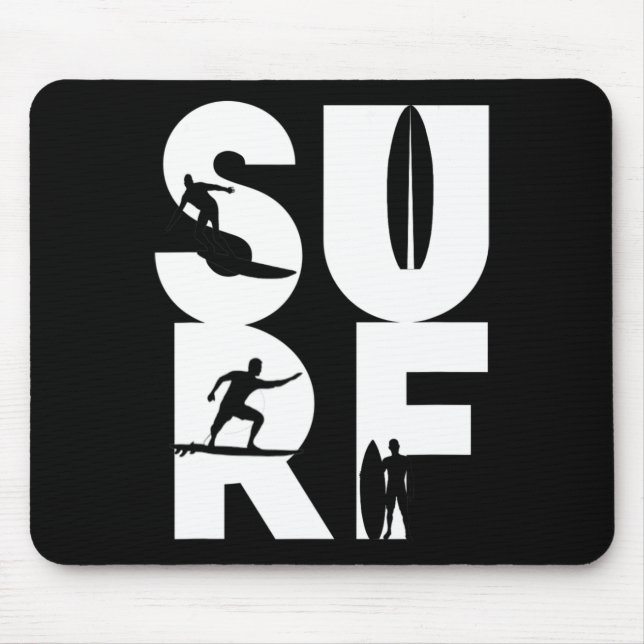 Surfer With Surfboards In Surf Wave Rider And Idea Mouse Pad (Front)