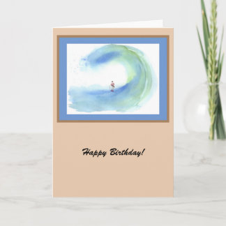 Surfer with Wave Watercolor 2 customisable Card