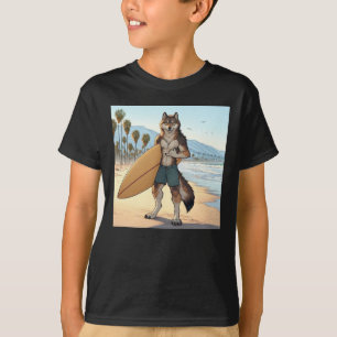 Surfer Wolf   T-Shirt