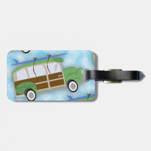 Surfer Woodie Wagon Pattern Luggage Tag
