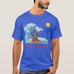 Surferretro Pizza Boy Surfer Cat Pizza Cheese Surf T-Shirt