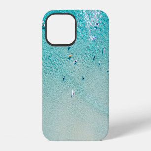 Surfers aerial view, clear ocean. iPhone 12 case