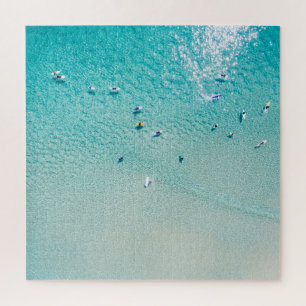 Surfers aerial view, clear ocean. jigsaw puzzle